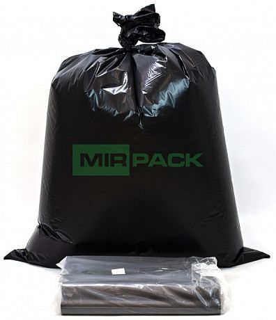 Мешки для мусора 240 литров, 35 мкм, ПВД, в рулоне 10 шт, черные - 2х слойные, обезличенные - Вид 2